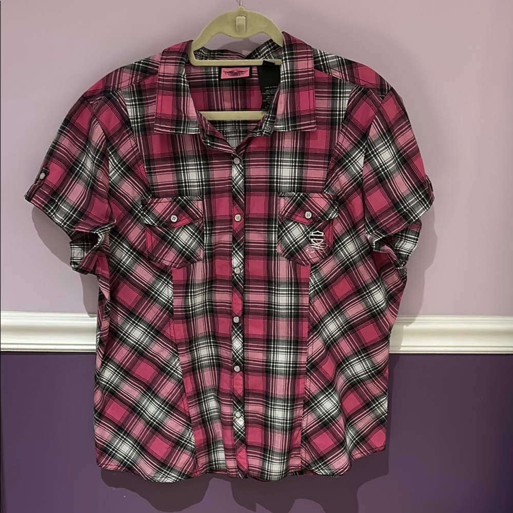 Pink Plaid Button Down Shirt
